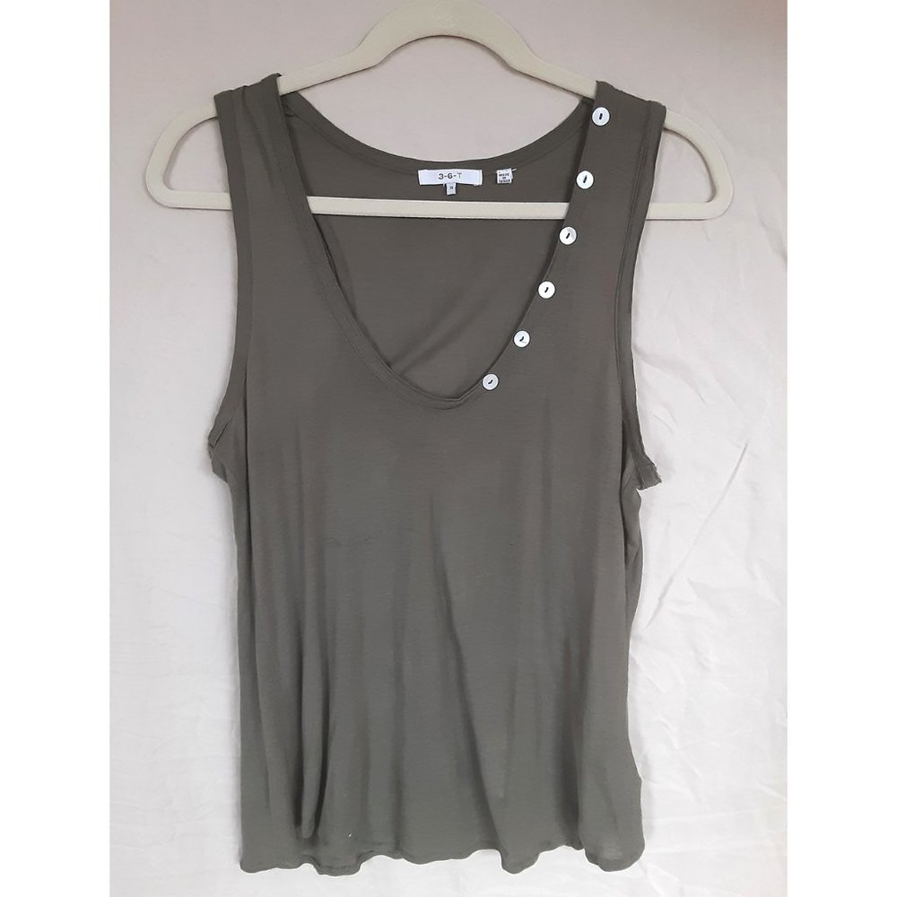3-6-T  Women's Tee-shirt, color Khaki-green, 100% rayon, size Sm